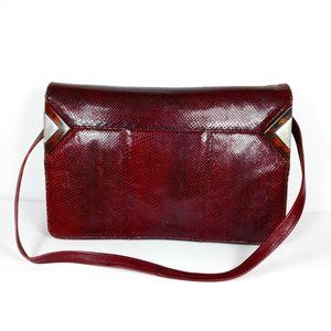 Vintage Burgundy Genuine Snake Skin Shoulder Bag